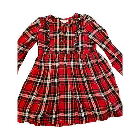 Cat & Jack Plaid Flannel Dress Red, Black & Metallic Gold Thread Toddler Girl 5T - Picture 5 of 8